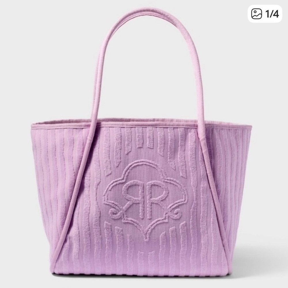 Roller Rabbit x Target Striped Large Terry Beach Tote Bag Lavender NWT